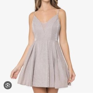 B. Darlin Juniors 11/12 Blush‎ Gold Sparkle V-Neck Homecoming Prom Dress